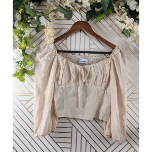 Urban Outfitters Women's Cream Beige Long Sleeve Sweetheart Tie Size Small